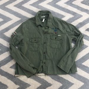 NWT army green shirt with patches from mother